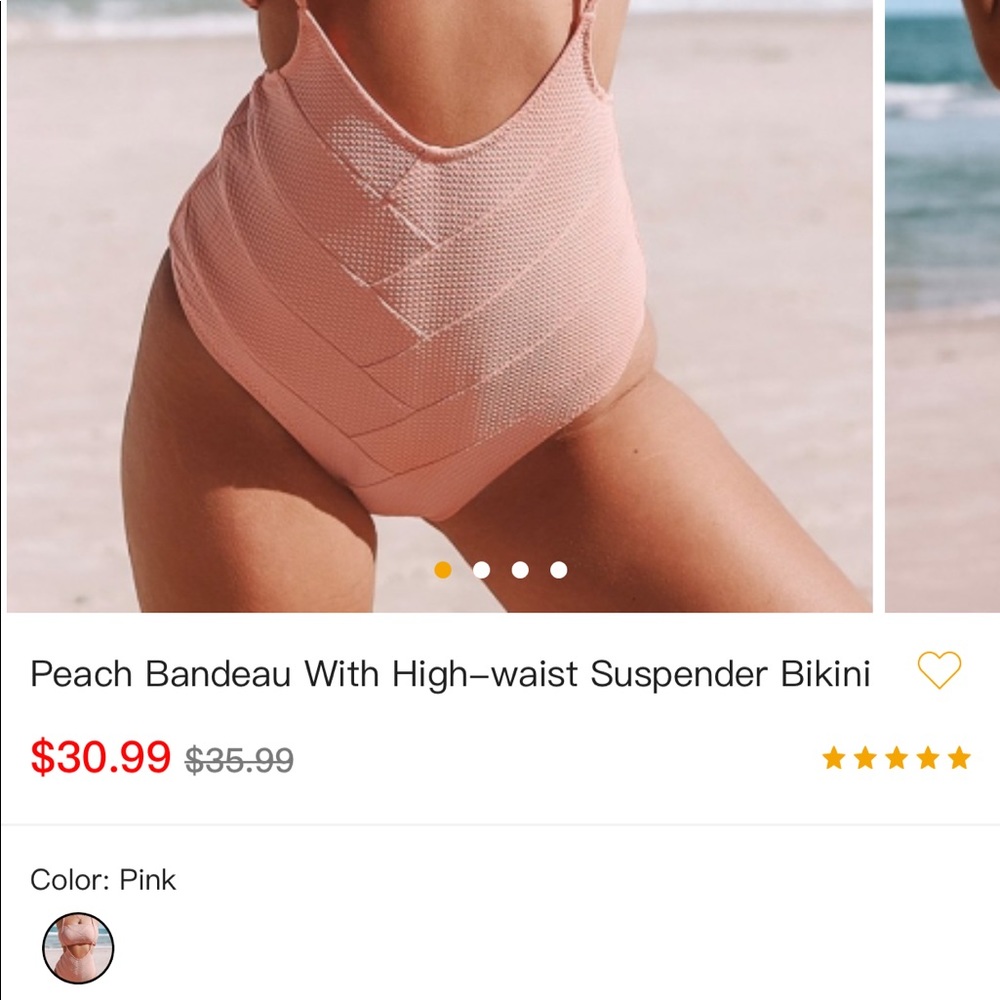 Cupshe BRAND NEW peach bandeau high waisted